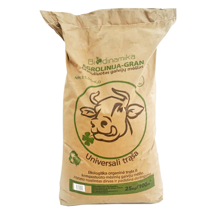 Nawóz naturalny Granulowany Agrolinija Gran 25 kg, organiczny Gran