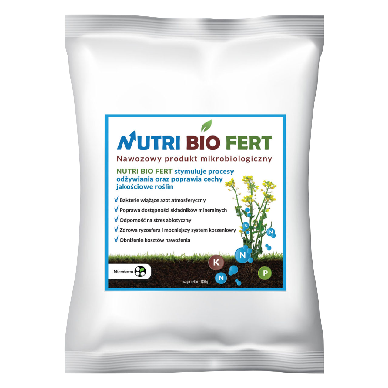 Nutri Bio Fert - Specjalistyczny preparat mikrobiologiczny stymulujący wzrost i odporność roślin - 100g